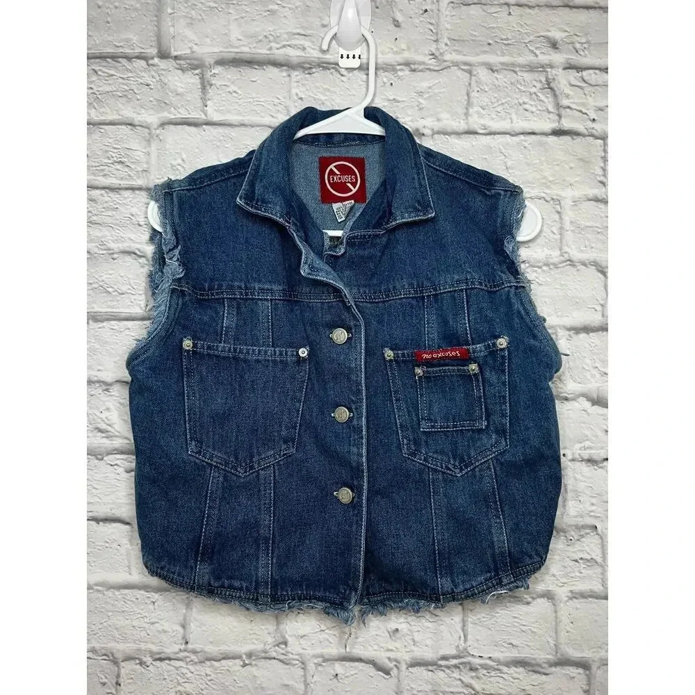 Y2K No Excuses denim vest, size L.